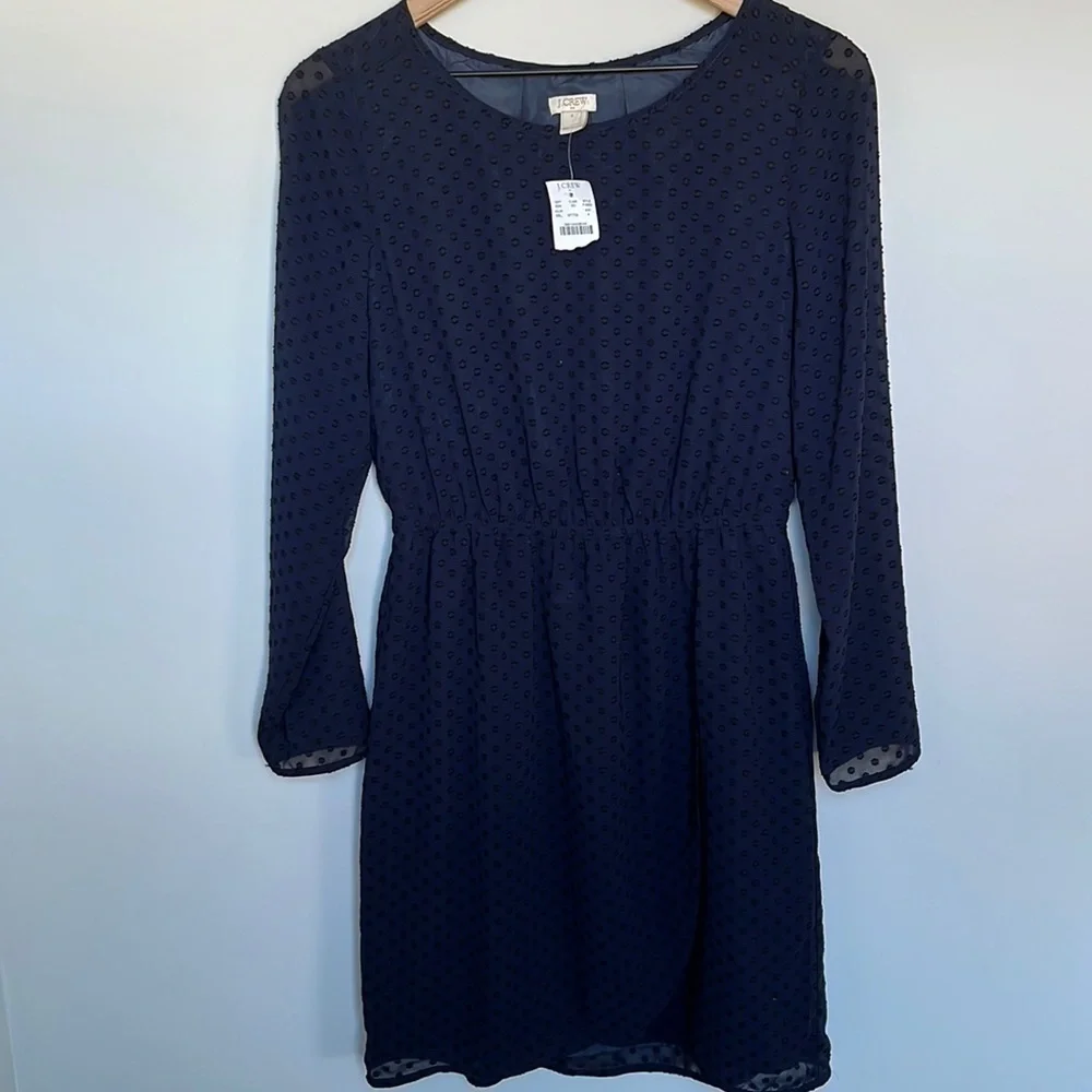 J. Crew Navy Blue Dot Tulip Hem Dress NWT